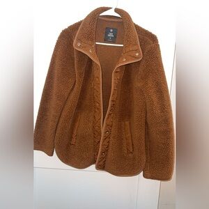 Brown Teddy Button Up Jacket